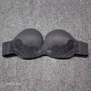 Dobreva Strapless Bra Women Size 32 A Black Underwired Lightly Lined‎